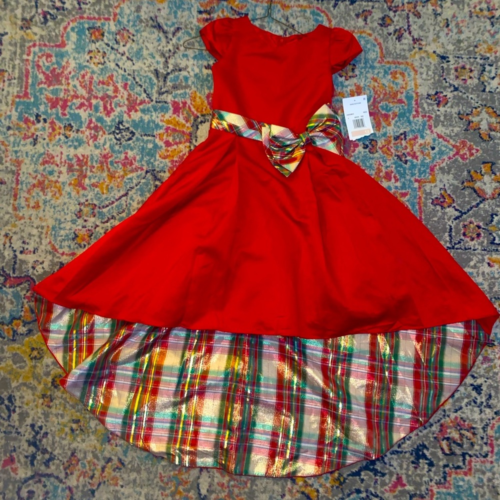 NWT Rare Editions Bid Girl's Satin Dress with High Low Dress  Sz 12